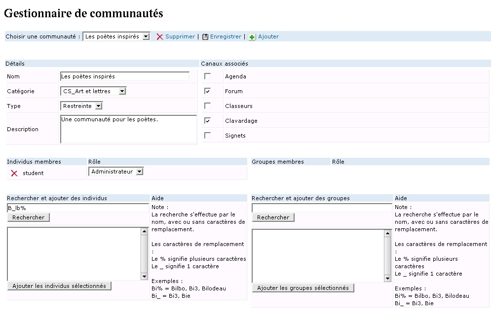 Ajout de membres � une communaut�