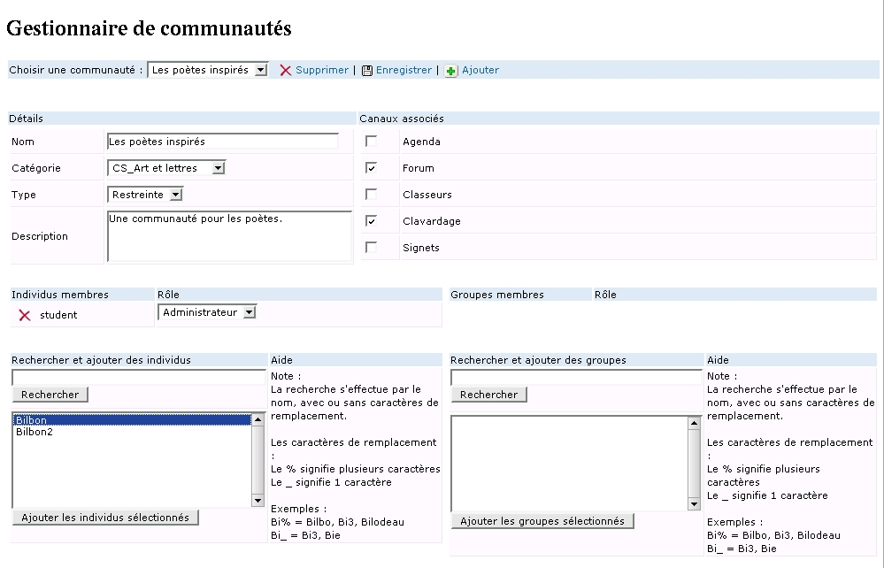 Ajout de membres � une communaut�
